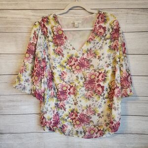 Cato Floral Blouse 18W 20W Plus Sheer Boho Cottagecore Flowy Top